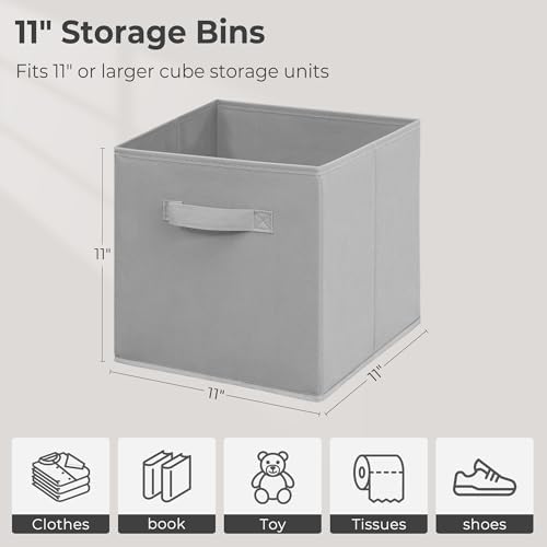 Easi Storage Cubes, 11 Inch Storage Bins, Set of 9, Foldable Fabric Cube Storage Organizer With Handles, Closet Cube Storage Bins, Collapsible Cubby Storage Organizer for Shelves,Offices, Gray - Image 4