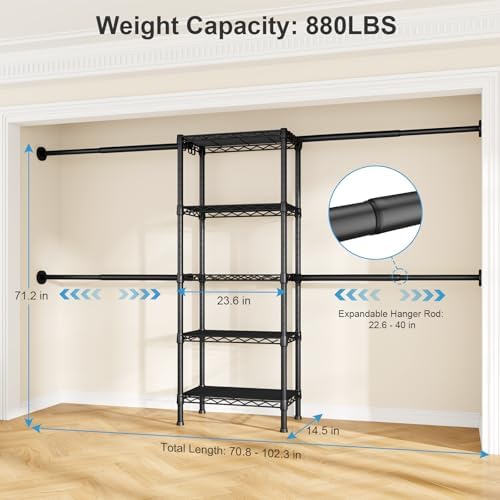 Ulif M2 Wall Mounted Closet System, Black Clothes Rack Mount onto the Wall - Image 4