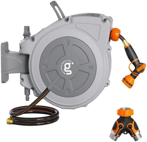 Giraffe Tools Retractable Hose Reel 1/2" x 100 ft with Hose Splitter by GiraffeTools