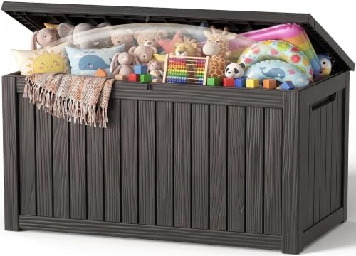 Outdoor Storage Box Waterproof, 300 Gal Gen 2 Resin Deck Box With Wheels by EFU