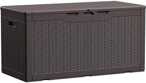 Devoko 100 Gallon Waterproof Resin Deck Box, Large Outdoor Storage Box by DEVOKO