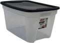 Edge Plastics Classic Storage Tote, durable storage in for home or garage with secure snap lid designed for stacking (6, Clear with Ink Lid, 5 Gallon) by EdgePlastics