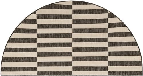 Unique Loom Outdoor Striped Collection Area Rug - Striped (3' 1" x 6' 1" Hearth Charcoal/Ivory) - Image 3