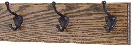 PegandRail Oak Wall Mounted Coat Rack with Bronze Hooks 4.5" Ultra Wide (Walnut, 15" x 4.5" with 3 Hooks) by PEG+AND+RAIL