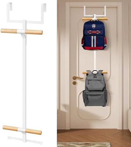 Over The Door Backpack Hanger, 2-Tier Metal Backpack Holder Rack by Unknown
