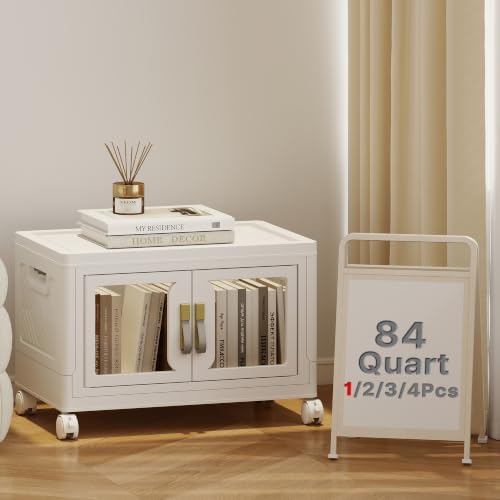84QT Stackable Storage Bins with Lids, 21Gal Foldable Storage Cabinets by VNVTO