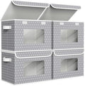 Univivi Fabric Foldable Storage Boxes with Lids, 4 Pack, Gray Star by Univivi