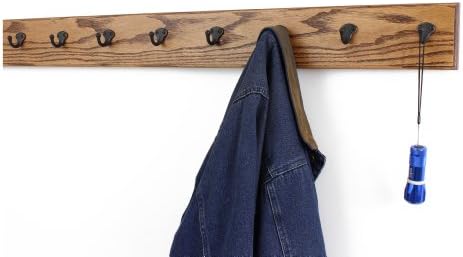 PegandRail Oak Wall Mounted Coat Rack with Aged Bronze Singular Style Hooks 4.5" Ultra Wide (Chestnut, 30.5 x 4.5 with 6 Hooks) - Image 4