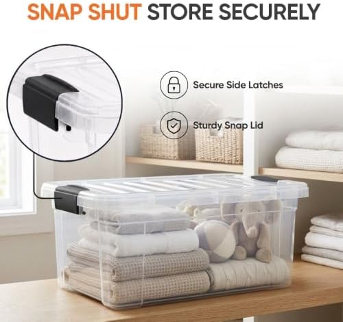 Superio Storage Bins with Lids, Clear Plastic Containers for Organizing, Stackable Totes, BPA Free, Odor Free, Organizer Boxes for Home, and Dorm (6 Pack, 36 Qt) - Image 6