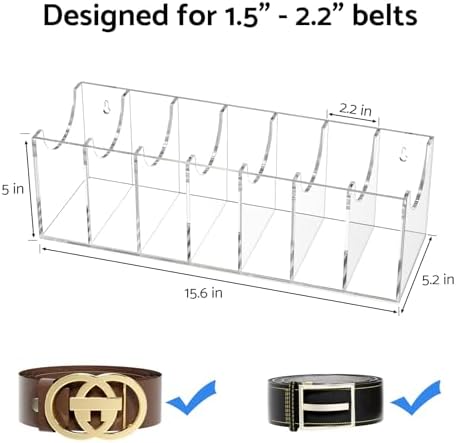 FEMELI Acrylic Belt Organizers Holders for Closet 7 Slots Belt Storage Box - Image 4