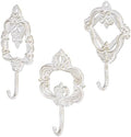 Sungmor Set of 3 Decorative Cast Iron Wall Hooks - Vintage White by Sungmor