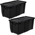 IRIS USA 2-Pack 32 Gal Heavy Duty Rolling Storage Totes with lids, Black by IRISUSA