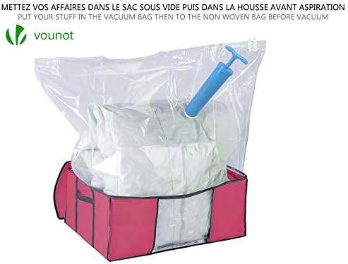 VOUNOT Set of 4 Vacuum Storage Bag Large Capacity XXL | 4 Vacuum Bags with 4 Storage Boxes | 2 Small Model 154L and 2 Large Models 484L | Compression Bag- Compression Box, Multi-Coloured - Image 4