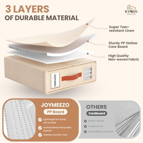 Bed Sheet Organizers, Foldable Linen Closet Storage, 6 Pack, Beige - Image 3