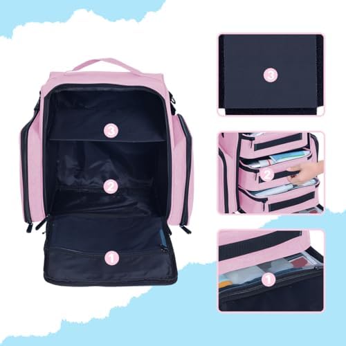 Large Makeup Bag Organizer with 3 Inner Removable Pouches,Pink - Image 5