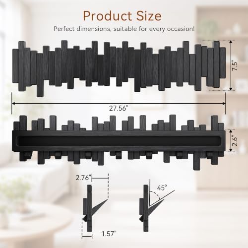 Coat Rack Wall Mount Piano Flip Down Wall Hook Rack 5 Hooks Oak - Image 3