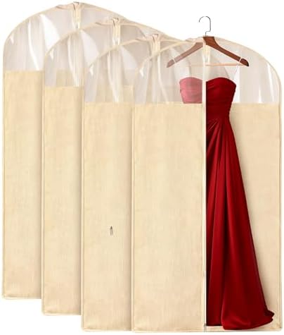 4 Pack 24 x 60 Inches Cotton Garment Bags for Hanging Clothes by Holoith