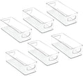mDesign Small Plastic Office Storage Container Bins with Handles for Organization in Filing Cabinet, Closet Shelf, or Desk Drawers, Organizer for Notes, Pens, Pencils, Ligne Collection, 6 Pack - Clear by mDesign
