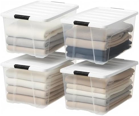 IRIS USA 72 Qt Storage Bins with Lids, 8 Pack, BPA-Free, Clear/White - Image 4