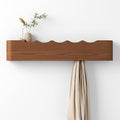 Coat Rack Wall Mount with Hidden Hooks, Wall Hooks with Shelf, Wall Key Holder Mount Wooden Shelf Entryway Hooks for Bedroom Bathroom for Hanging Coats Hats Bags Towels (Walnut Wave-Shape, 5 Hooks) by Nevsokio