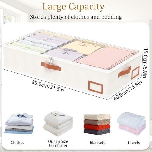 Yawinhe 48L Under Bed Storage Containers,4 Pack Blanket Bags,Beige - Image 4