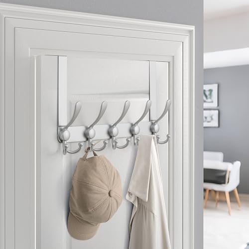 Dseap Over Door Hook 2.0 - Upgraded Version - Simple-Assembly, Strong, Heavy-Duty Stainless Steel 5-Tri-Hook Over The Door Hanger Rack, SimpleStrong Series, Silver, Pack of 2 - Image 6