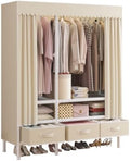 Portable Closet with Drawers 43.3"x17.7"x65.7" Wardrobe Closet Pale Yellow by WEALTHYHEART