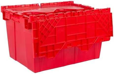 HE HUDSON EXCHANGE 21.9x15.2x12.8” (3 Pack, 12.7 Gallon) Tote with Attached Lid, Red - Image 3