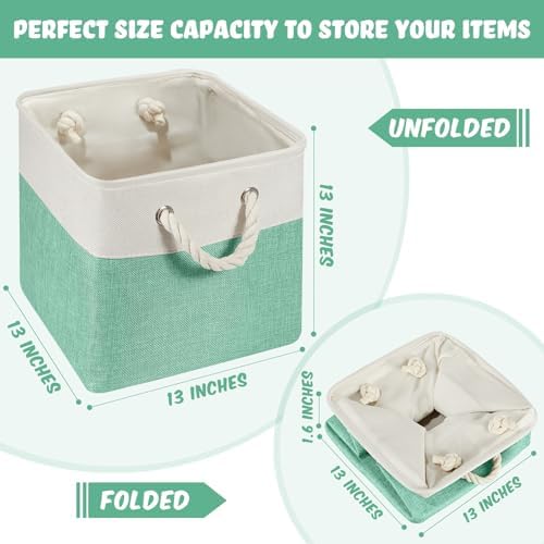 6 Pack 13x13 Inch Macaron Cube Storage Bins Square Fabric Cube Baskets - Image 2