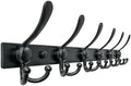 Dseap Coat Rack Wall Mount 24 Inch, Heavy Duty 12-Gauge Base vs Flimsy 1mm, Double-Thick Solid Anti-Snap Hooks, Stainless Steel 6-Hook Hanger Organizer for Clothes Hat Closet Entryway, Black by Dseap