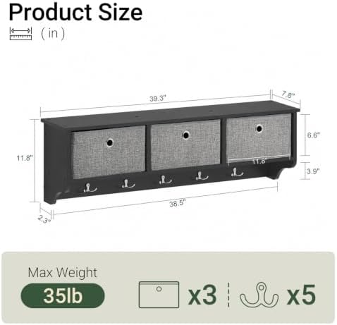 SoBuy Wall Shelf with Hooks - Image 3