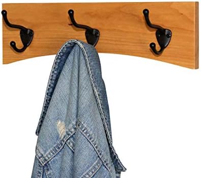 Solid Cherry Arched Wall Mounted Coat Rack Bronze Hat & Coat Hooks - Made in The USA (Cherry, 30.5" x 4.5" with 6 Hooks) - Image 3
