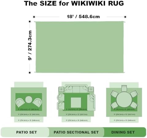 wikiwiki Outdoor Rug, 9x18ft Waterproof Reversible Mat Indoor Outdoor Rugs Carpet, Small Area Rug Plastic Straw Rug for Patio Deck Balcony Pool RV Camping Beach Picnic, Black & Beige, Rugscape Series - Image 2