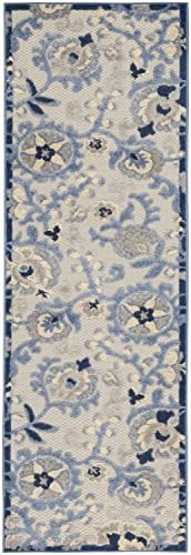 Nourison Home Aloha Blue Grey 2'3" x 8' Area Rug - Easy Clean, Non Shedding, Bed Room, Living Room, Dining Room, Kitchen (8' Runner) - Image 2