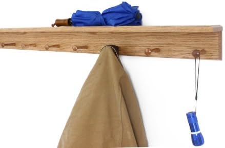 Oak Shaker Peg Rack with 4 inch Shelf (Cherry, 41" with 7 pegs) - Image 2