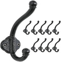 Dseap Cast Iron Wall Hooks L=5”, Heavy Duty Coat Hooks, Rustic Vintage Farmhouse Hook for Hanging Winter Coats Jackets Towels Hats Bags Plants, Antique Black, Pack of 10 (VintageBold) by Dseap