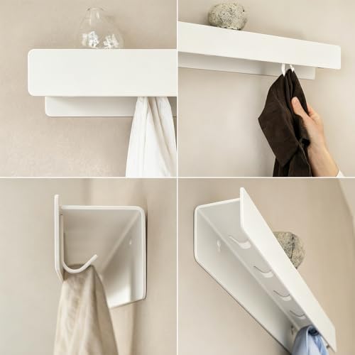 Coat Rack Wall Mount, 2-in-1 Wall Floating Shelf with 8 Hidden Coat Hooks - Image 4