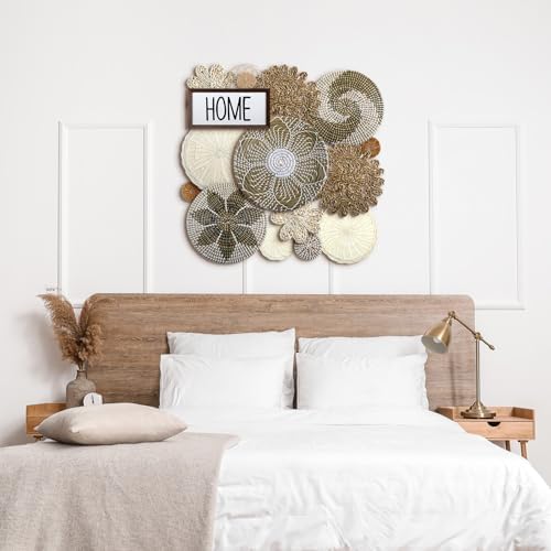 Xuhal 15 Pcs Boho Wall Basket Decor Handcrafted Seagrass Woven Wall Basket Rustic Round Woven Hanging Art for Home Farmhouse Kitchen Table Living Room(Elegant Style) - Image 6
