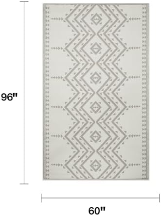 Fab Habitat Aztec Outdoor Rug - Waterproof, Fade Resistant, Crease-Free - Premium Recycled Plastic - Striped - Patio, Porch, Deck, Balcony - Ojai - Beige - 5 x 8 ft - Image 2
