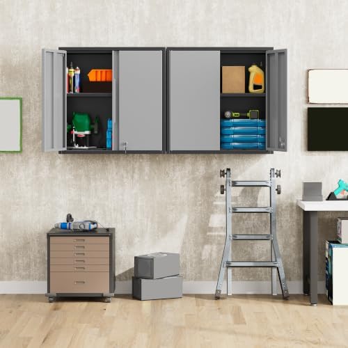 Garage Wall Cabinet with 2 Doors, Metal Wall Cabinet with Lock - Image 2