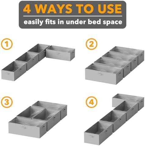 SpaceAid 4 Pack 10" High Under Bed Storage Containers, Large Underbed Storage Organizer Bins with Lids for Bedroom, Dorm, Clothes, Closet Organization, Bed Sheets and Blankets (Gray) - Image 6