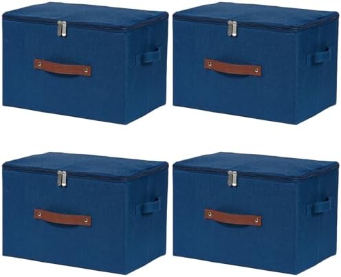 4PCS Storage Bins with Zipper Lids Decorative Lidded Basket Box by VinneGenzz
