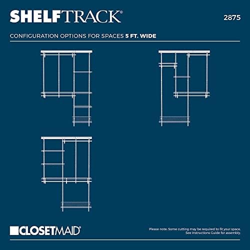 ClosetMaid ShelfTrack Wire Closet Organizer System, Adjustable from 5 to 8 Ft., with Shelves, Clothes Rods, Shoe Shelf, Hardware, Durable Steel, White - Image 4