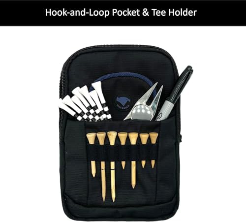Golf Bag Pouch for Balls and Accessories | 3 Zipper Pockets | Detachable Clip | Store Up to 15 Balls | Front Tee Holder and 10 Bamboo Tees 3 1/4 in - Image 5