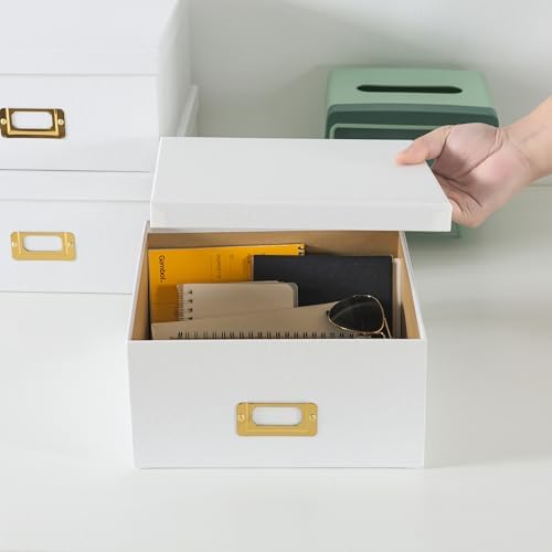 Soul & Lane - White and Gold Decorative Storage Boxes with Lids, Set of 3 - Image 3
