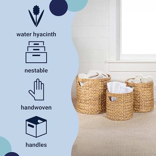 happimess Avery 3-Piece Cylinder Nesting Baskets 13", Natural - Image 3