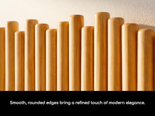 Modern Wooden Wall Mounted Coat Rack, 5-Hooks, Decorative Wall Hooks for Purse, Bags & Hats, Heavy Duty, Sturdy, Natural Pine Wood, Pull Down Hooks, Easy to Install - Image 6