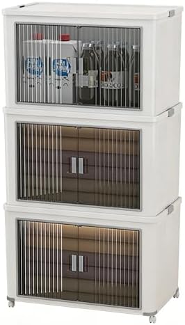Folding Stackable Storage Bins with Lid, 210qt Plastic Organizer by pupustar