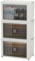 Folding Stackable Storage Bins with Lid, 210qt Plastic Organizer by pupustar