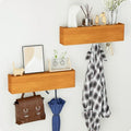 Key Holder Wall Mount with Shelf - Wooden Entryway Organizer with 4 Hooks for Keys, Coats & Hats - Wall Mounted Coat Rack for Hallway, Bathroom, Bedroom - Brown, 2-Pack by BUTUNITA